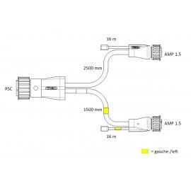 Cavo fanale posteriore con cavi piatti e sovrastampaggio dritto 16V